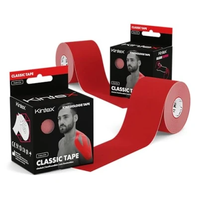 Imagen de KINTEX Cinta Kinesiologica Set de 2 Kinesiotape Resistente al Agua y a la Piel, 5cmx5m, para Deporte, Cintas Elásticas Fisioterapia Venda Elástica Adhesiva (Rojo)