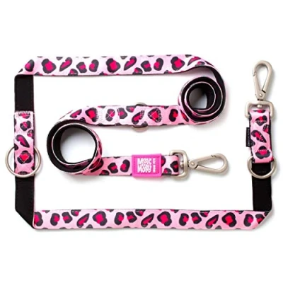 Imagen de Max &amp; Molly Correa para Perro multifunción 6 en 1, Neopreno Acolchado ultrasuave, Leopardo Rosa, XS