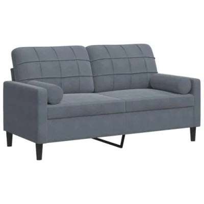 Imagen de vidaXL sofá de 2 plazas con Cojines Terciopelo Gris Oscuro 140 cm, sofá, salón, Tela, tapizado, Tres