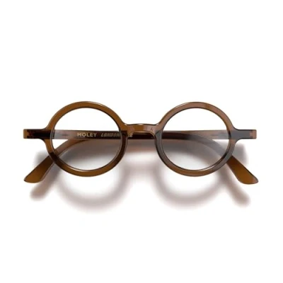 Imagen de LONDON MOLE Gafas de lectura Moley Redondas con estilo Hombres Mujeres Unisex Bisagras resorte Marrón transparente brillante aumento +2.0