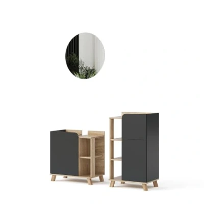 Imagen de Vicco Conjunto de Muebles baño Karen, Sonoma/Antracita, 3 Piezas, con Armario Midi