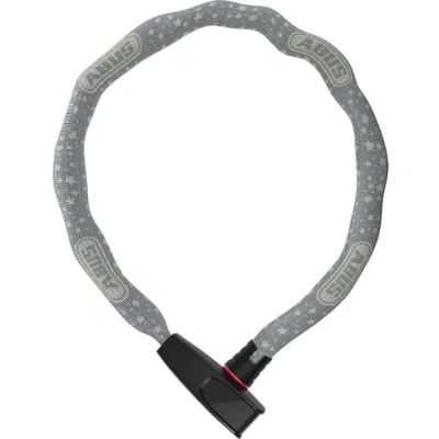 Imagen de ABUS Antirrobo de Cadena Catena 6806K bicicleta ligero acero endurecido con tubo textil moda cuadrada nivel seguridad 6 85 cm Gris dibujo estrellas