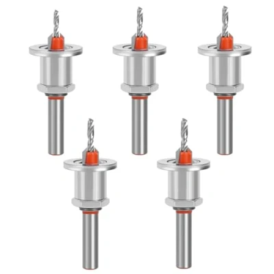 Imagen de WSOOX Juego de 5 brocas avellanadas para madera, en espiral madera dura con avellanador y tope profundidad ajustable, broca HSS una llave inglesa