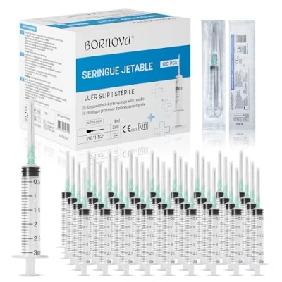 Imagen de Lote de 100 dispensadores líquidos 3 ml y 5 con Luer Slip 21g (preensamblados), plástico alta calidad para la medición líquidos. (3 / unidades)