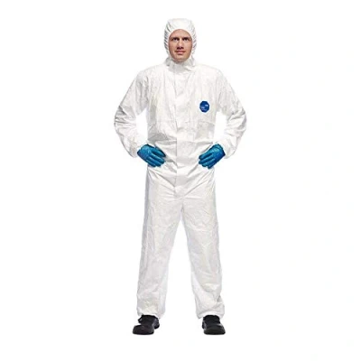 Imagen de DuPont Tyvek 500 Xpert Ropa de protección química con capucha,Categoría III, Tipo 5 B y 6 Resistente pero Ligero BlancoTalla XL