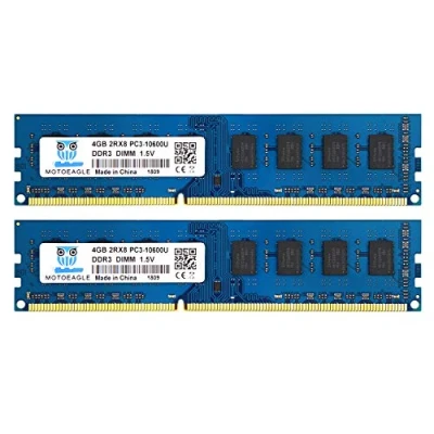 Imagen de PC3 10600U 8GB Kit (2x4GB) DDR3 1333MHz DIMM Ram, 2Rx8 4GB 1.5V CL9 240 Pin UDIMM Memoria Non ECC para PC Escritorio