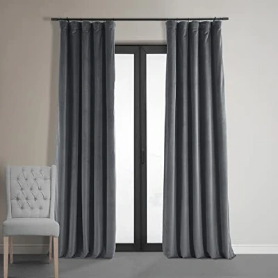 Imagen de HPD Half Price Drapes Signature Cortinas Opacas térmicas de Terciopelo para Sala Estar, 213 cm Largo, 1 Panel con Bolsillo Barra, aisladas Ventana Dormitorio, 50