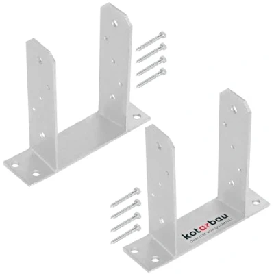 Imagen de KOTARBAU® 2 soportes para postes de 120 mm TT galvanizados en caliente, acero galvanizado atornillar, anclaje hormigón postes, madera,