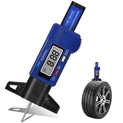 Imagen de Colexy Medidor De Profundidad Neumáticos Digital Calibre La Banda Rodadura con pantalla LCD portátil Desgaste 0 26 mm para coches furgonetas camiones y motocicleta, Azul