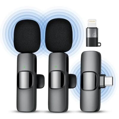 Imagen de Qhot Micrófono Inalámbrico Solapa para iPhone iPad Android Ordenador, Mini Microfono Inalambrico Movil, Portátil Grabación de Video, Youtube, TikTok, Vlog, Facebook