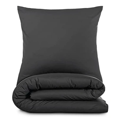 Imagen de Alreya Juego de Funda Nórdica Renforcé 100% Algodón 200 x 220 cm Antracita Cama con 2 Fundas Almohada 80 Cremallera
