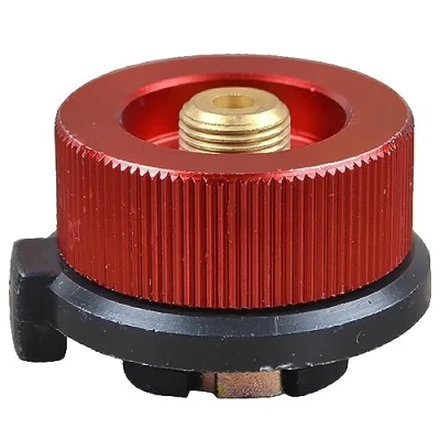 Imagen de Conector de estufa camping adaptador botella gas tipo dividido convertidor horno para recipiente butano a cartucho tornillo (rojo, 1 unidad)