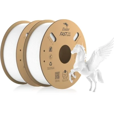 Imagen de Creality Filamento PLA Rápido, Blanco 1.75mm Rápido 2KG, para Impresora 3D Precisión Dimensional +/ 0.03 mm, Apto la Mayoría de Impresoras 3D, 2 Rollos