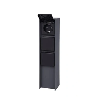 Imagen de BOLD 19547 Abano Columna de energía para Exteriores (Columna energía) con Enchufe Triple en Antracita IP44 3680 vatios Angular fácil Montaje)