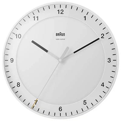 Imagen de Braun Reloj de Pared clásico controlado por Radio Zona con Hora Central Europea (DCF) Movimiento Agujas silencioso, fácil Lectura diámetro del 30 cm en Blanco, Modelo BC17W DCF.
