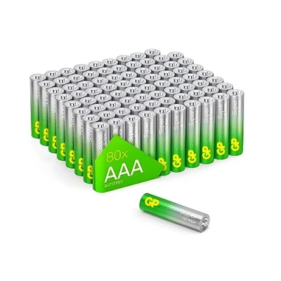 Imagen de GP Pilas alcalinas AAA Micro, LR03, 1,5 V, 80 Unidades, Ideal para la alimentación de Dispositivos Las Necesidades diarias, Nueva tecnología G Tech