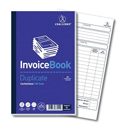 Imagen de Challenge Cuaderno de facturas duplicado (210 x 130 mm, 100 páginas, sin carbón), color Duplicate Invoice Book Set of 1