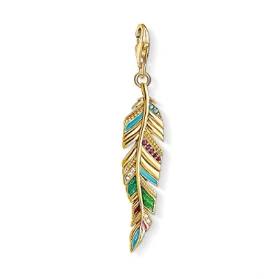 Imagen de Thomas Sabo Charm con Cierre para Mujer &quot; Pluma étnica Club&quot;, Plata de Ley 925, Dorado