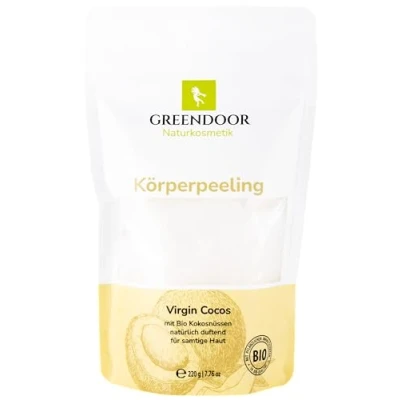 Imagen de GREENDOOR exfoliante corporal de aceite coco VIRGIN 220 g, con virgen, aroma natural fresco, sin perfume, antienvejecimiento, contra la