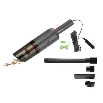 Imagen de beper, Gris P202ASP402, 75W, Aspirador de Mano con Enchufe Coche, Accesorios incluidos, Cable 3 Metros, Depósito 0,35L y Filtro HEPA Lavable, 75 W, 0.35 Liters