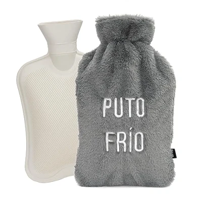 Imagen de Fisura Bolsa de agua caliente original. 2 L. calor con funda suave. para alivio del dolor. Lavable. (P*to frío, gris)