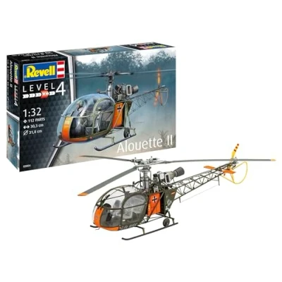 Imagen de Revell Modelismo I Alouette II Kit de construcción Escala 1:32 191 piezas Juego manualidades a partir 12 años Modelo detallado con diseño auténtico Helicóptero Molded Color