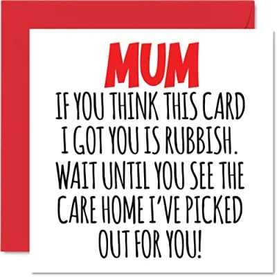 Imagen de Divertidas tarjetas de feliz cumpleaños para mamá Care Home Tarjeta broma hija hijo, bromas regalos cumpleaños, 145 mm x mm, felicitación el