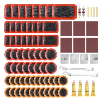Imagen de AiQInu Kit Repara Pinchazos Bicicleta, 86pcs de Reparación Neumáticos Parches Bici