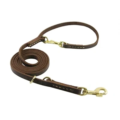 Imagen de correa para perro, ajustable de cuero 8 pies, doble extremo perros pequeños, medianos y grandes, correr caminar