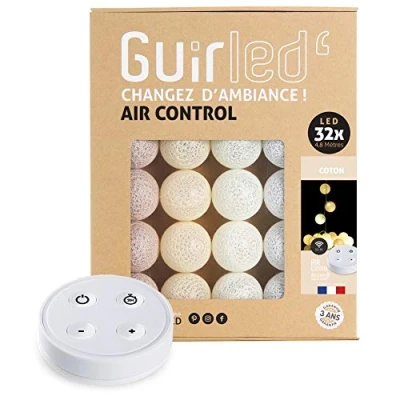 Imagen de GuirLED Guirnalda luminosa bolas de algodón LED USB Mando a distancia inalámbrico Luz nocturna bebé 2h Adaptador red doble 2A incluido 4 intensidades 32 3,2 m Coton