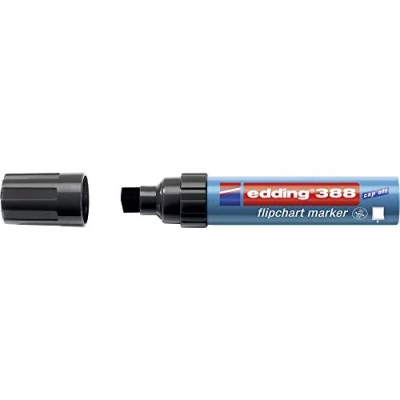 Imagen de edding 388 marcador para flipcharts negro 1 rotulador punta biselada de 4 12 mm escribir, dibujar y marcar sobre papel recargable, no traspasa, mancha, impermeable