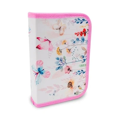 Imagen de itenga Estuche escolar con diseño de mariposa, 1 cremallera, relleno 28 piezas para niñas, mariposas, Bolsillo adicional