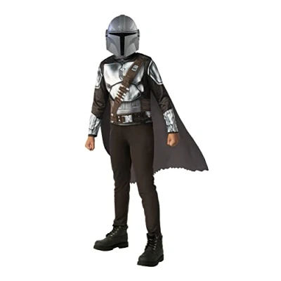 Imagen de Rubies Disfraz Mandalorian OPP barato para niños y niñas, Jumpsuit, capa máscara, Oficial Star Wars Carnaval, Navidad, Cumpleaños, Fiestas Halloween