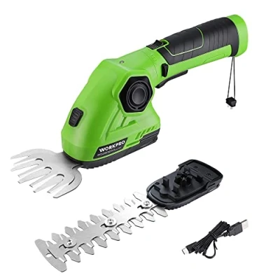 Imagen de WORKPRO 2 en 1 Tijera Cortacésped y Arreglasetos, 7,2V Tijeras a Batería de 2Ah, Cuchillas, Arreglaseto, Ancho Corte 97 mm, Largo 140 Herramienta para Jardín
