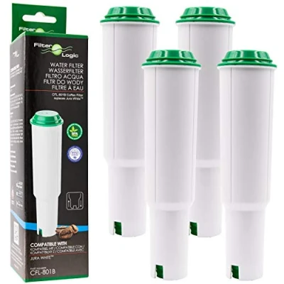 Imagen de 4x FilterLogic CFL 801B Cartucho de Filtro reemplaza Jura Claris WHITE no. 60209/68739 / 62911 para Cafetera automática/Máquina café espresso agua