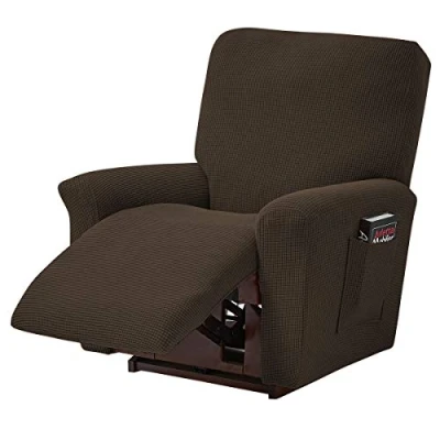 Imagen de ele ELEOPTION Funda para sofá reclinable, elástica sillón de Descanso, Elastano Jacquard, 4 Piezas, Relax, Masaje, Color marrón