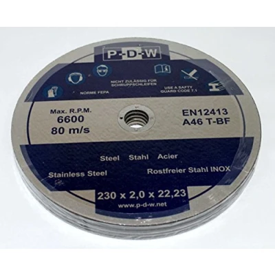 Imagen de 10 discos de corte 230 mm diámetro, 22,23 grosor, 2,0 para amoladora angular, acero inoxidable, metal, x