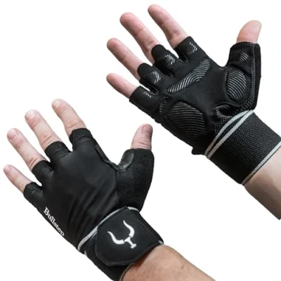 Imagen de Bullstep Pro Guantes Gimnasio Hombre Mujer Calleras para Crossfit Guantillas Gym Antideslizantes Levantamiento de Pesas Calistenia, Agarraderas Fitness con Muñequeras (Small)