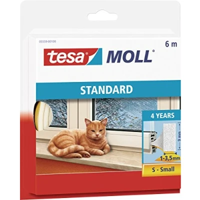 Imagen de tesa moll Perfil I STANDARD Burlete Cortavientos Cinta Autoadhesiva de Espuma Ideal para Aislar Ventanas y Puertas del Hogar Blanco 6 m x 9 mm 4
