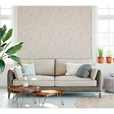Imagen de A.S. Création Papel pintado para pared, diseño floral, color gris y blanco mate, estructurado 378341