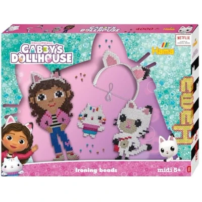 Imagen de Hama Perlen Gabby&#039;s Dollhouse 7918 Juego de cuentas para planchar (4000 medianas 5 mm diámetro, manualidades creativas grandes y pequeños)