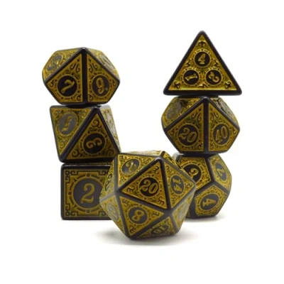 Imagen de Ancient Gold Polyset Dice Dungeons and Dragons Polyhedral &amp; RPG D&amp;D