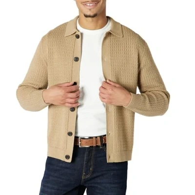 Imagen de Amazon Essentials Jersey Tipo Cárdigan con Cuello y Corte Holgado Hombre, Camel Mezcla, XXL