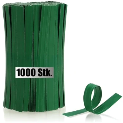 Imagen de com four® 1000x Tiras de encuadernación Papel Alambres Verdes con núcleo Alambre Doble, 10 cm Cada uno para sujeción Plantas, floristería (10 1000x)