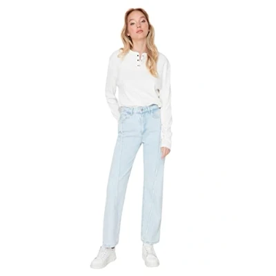 Imagen de Trendyol Twoaw23je00020/Açık Mavi Jeans, Azul Claro, 42 para Mujer