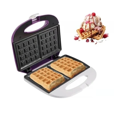 Imagen de BEHOME Gofrera antiadherente Máquina con placa LED de encendido y apagado Waffle Maker 820 W para gofres rápidos sabrosos