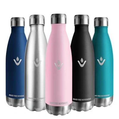 Imagen de Vikaster Botella agua, 500ml agua acero inoxidable, Mantener 12H Caliente/24 Frío, Termo Sin BPA, termica Niños, Adultos, Deporte, Oficina, Exteriores