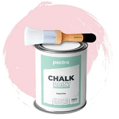 Imagen de PECTRO Pintura a la Tiza para Muebles 750ml + Brocha de Madera especial Pack sin lijar Chalk Paint Efecto Colores (Rosa Pastel)