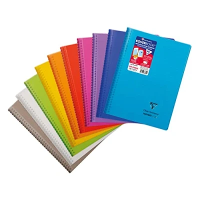 Imagen de Clairefontaine Koverbook 376801 C cuaderno de espiral protectora enveloppante en Polypro 160 páginas cuadriculadas con margen 90 G A4 color aleatorio