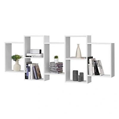 Imagen de [en.casa] Estantería para Pared Jessheim 161 x 18 65 cm con 7 Compartimientos de Almacenamiento Estante Flotante Decoración Salón o Dormitorio Blanco Lacado Mate